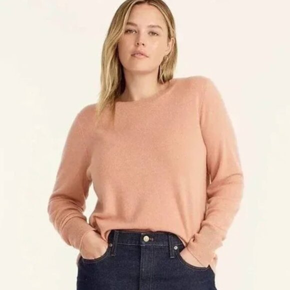 J. Crew 100% Cashmere Classic-Fit Crewneck Sweater In Rosy Dune - Picture 2 of 4